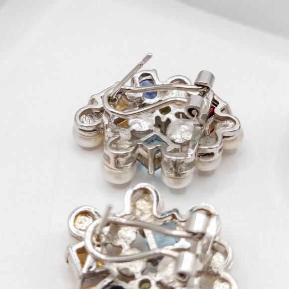 Ross-Simons Jewelry Set Gem Pearl Necklace Ring Earrings Cocktail Glam Size 6.5 - Picture 7 of 10